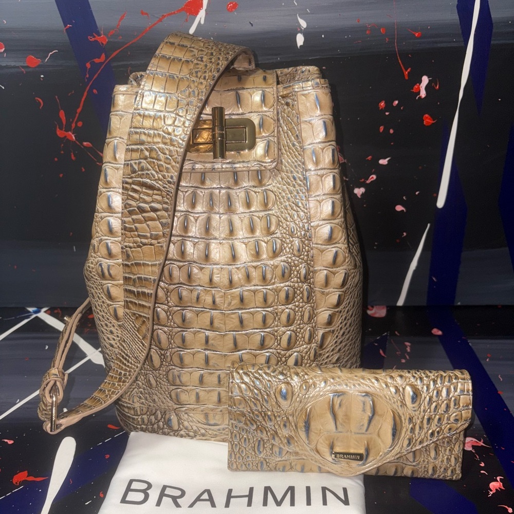 Brahmin Maddy Crocodile Embossed Shoulder Bag